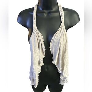 OGLE Light Taupe/Grey Ruffled Racerback Vest NWOT